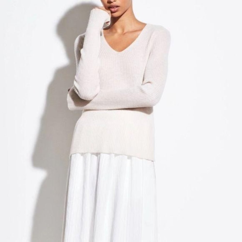VINCE Ribbed Wool And Cashmere-Blend Sweater